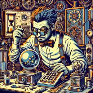 Mad scientist in lab